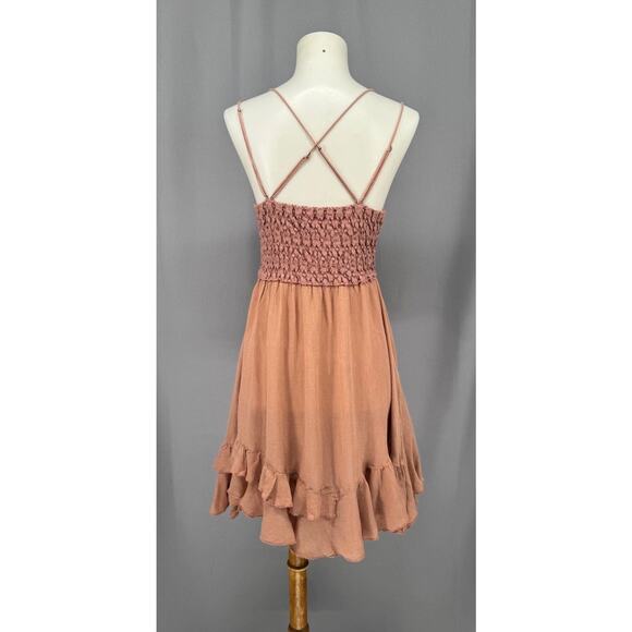 Free People Dress Womens Large Dusty Rose Adella Slip Lace Fairy Boho Coquette - Picture 5 of 14